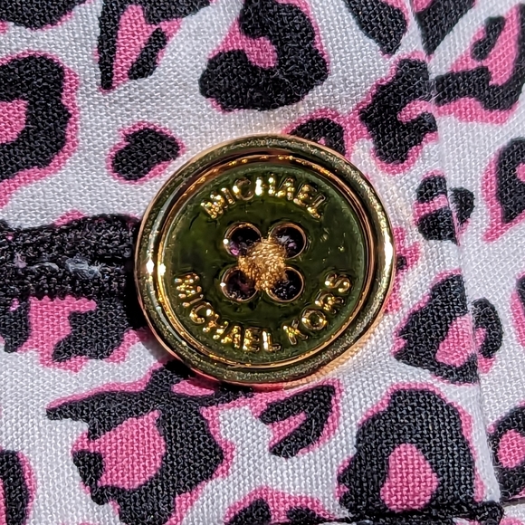Michael Kors Size 10 Pink Black White Cheetah Leopard Print Pants - Picture 2 of 9